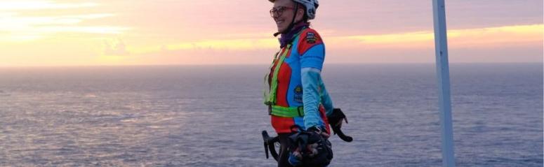 Marcia Roberts, from Portsmouth, has become the fastest female to cycle from Land’s End to John o’ Groats and back again